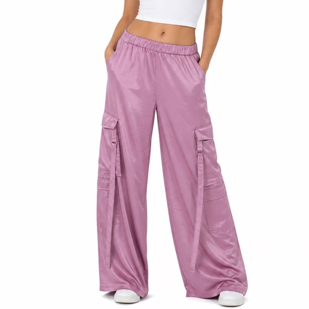 Persaya Lavender Wide-Leg Cargo Trousers